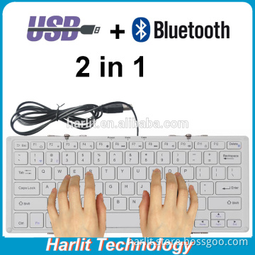 Dual Modes Smart Folding USB Bluetooth 3.0 Keyboard For Computer And Tablet PC Support Bluetooth And Wire USB Connection
